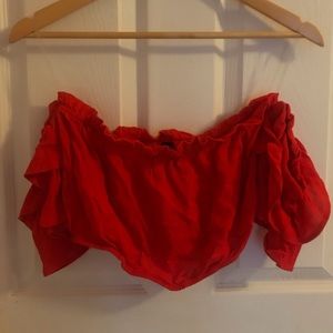 Windsor Red off the shoulder Crop Top